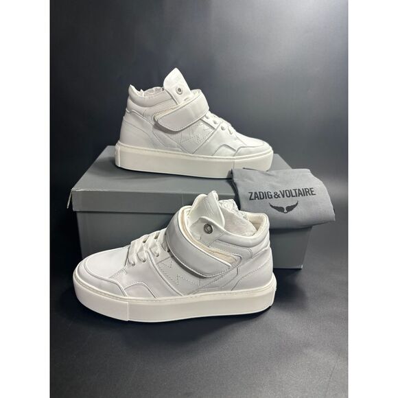 Zadig & Voltaire NIB ZV1747 Flash Chunky Mid-Top Sneakers in White‎ Sz EU38/ US7 - Picture 1 of 11